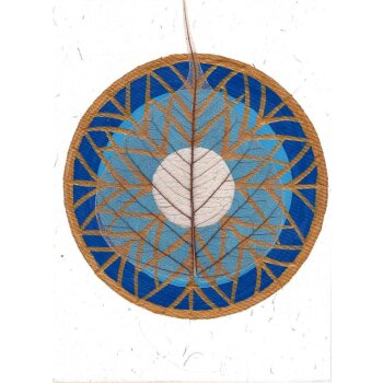 Peepal Karte handbemalt, "Mandala" blau
