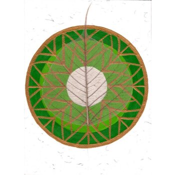 Peepal Karte handbemalt, "Mandala" grün