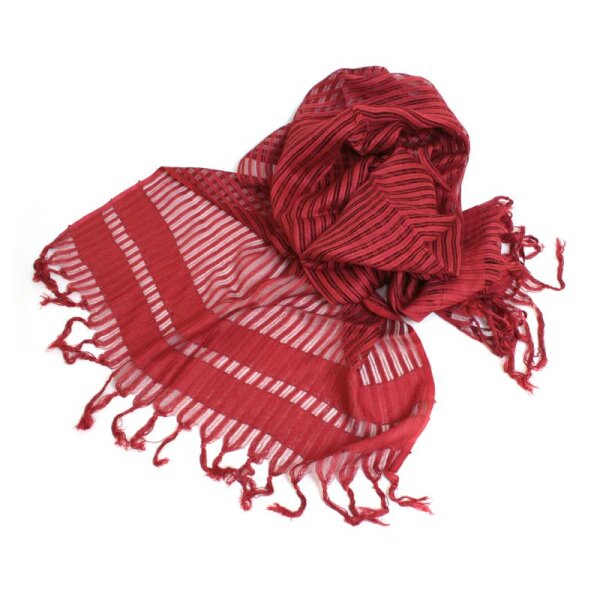 Schal mit Fransen. rot, 40%Seide, 60% Viscose