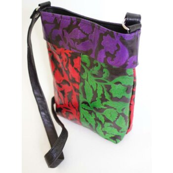 Leder Shopper "Floral", tricolor, klein