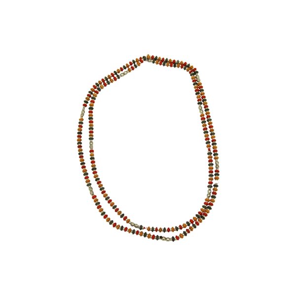 Halskette "orange" aus Knochen & Metall, lang