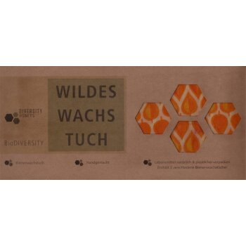 Wildes Wachs Tuch "Retro" orange, 3er Set
