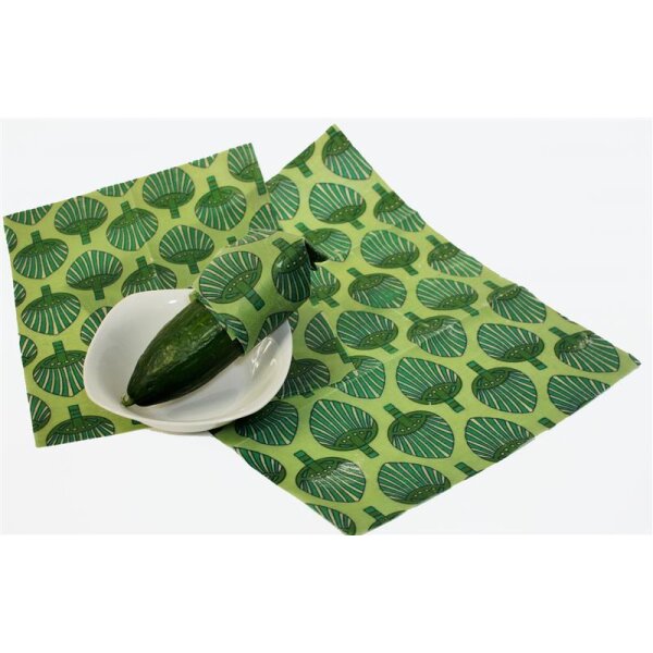 Wildes Wachs Tuch Blatt grn, 3er Set