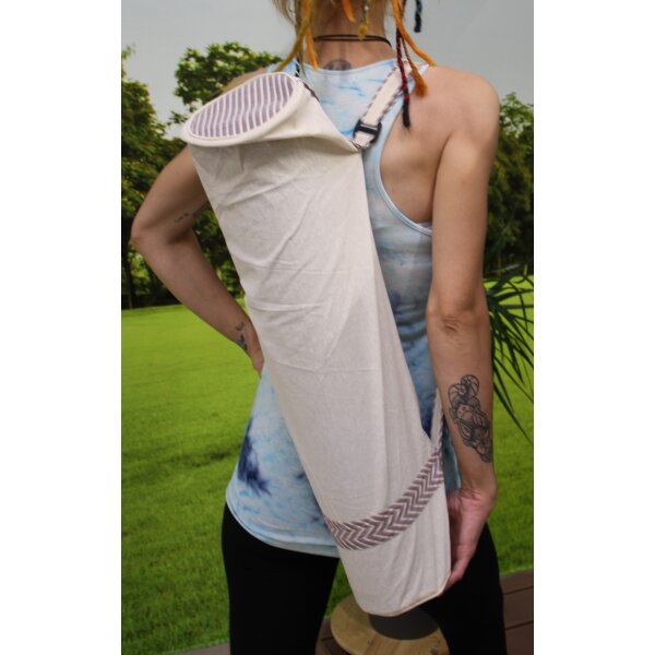 Tasche fr Yogamatten, natur-blau, aus Bio-Baumwolle