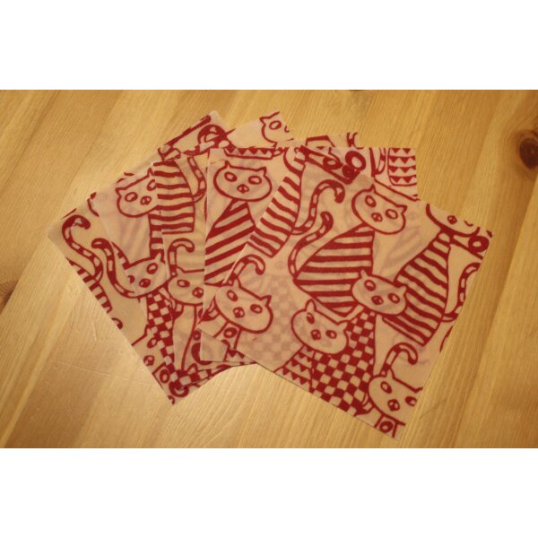 Wildes Wachs Minituch Katze rot, 5er Set