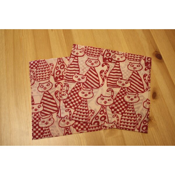Wildes Wachs Vespertasche Katze rot, 2er Set
