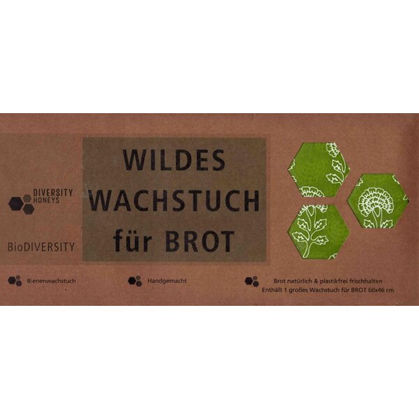 Wildes Wachs Tuch fr Brot Pflanze grn, 60 x 46 cm