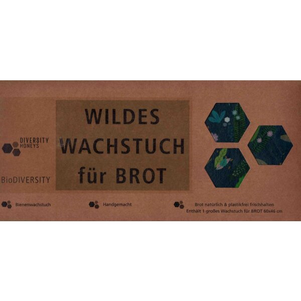 Wildes Wachs Tuch fr Brot Pfau dunkelblau, 60 x 46 cm